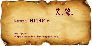 Keszi Milán névjegykártya